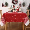 ROYGROW Square Christmas Tablecloth 52x52 with Tree Decorations, Red Snowflake