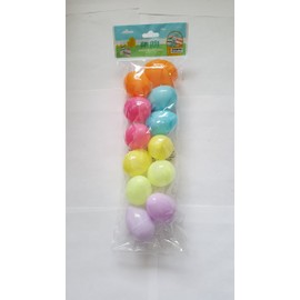 Set of 12 Pastel Yellow, Green, Pink, Blue, White Plastic Eggs 2.25 Inches