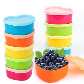 TAIXING 10 PCS Small Containers with Lids, Heart Shape Small Food Storage Containers, Small Pots with Lids Storage Snack Boxes for Sauces, Dips, Spices, Yogurt, Salad Dressing, Hummus and Storage