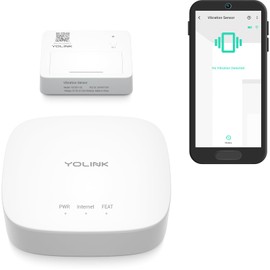 YoLink LoRa Smart Vibration Sensor & Hub Starter Kit: Hub & Smart Shock, Glass Break, Tamper, Movement Detector, Generator Running, Email/SMS/Push Alerts, 1/4 Mile Open Air Range, Alexa, IFTTT