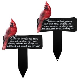 2 Pack Cardinals Memorial Gift Cardinals Decoration Cardinals Grave Markers for Cemetery Memorial Stakes Metal Sympathy Stakes Memorial Gift for Garden Yard, 11.8 x 7.87 Inch