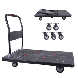 Dawot 1320lbs Foldable Platform Truck Dolly with Swivel Wheels, Heavy Duty Moving Platform Hand Truck, Moving Flatbed Cart Push Cart Platform Dolly Cart for Groceries, Warehouse(43.31" x 25.51" Black)