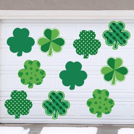 Crtiin 10 Pcs 12 Inch St. Patrick's Day Garage Door Magnets Magnetic Shamrock Garage Door Decor Irish Car Magnet Sticker for Refrigerator Decor