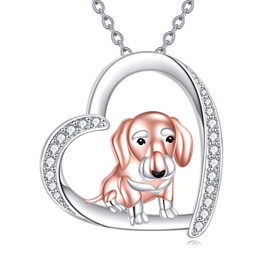 YFN Dachshund Necklace Sterling Silver Dachshund Pendant Necklace Dog Jewellery for Women Girls Dog Lovers