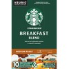 Starbucks Coffee K-Cup Pods, Breakfast Blend Medium Roast, Ground Coffee