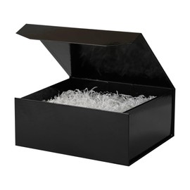 PACKGILO 6 Pcs Black Gift Box Large 13x11x5.3 Inch Large Black Gift Box Large Magnetic Gift Box with Crinkle Paper Black Large Gift Box with Shredded Paper Luxury Gift Boxes with Lids for Presents