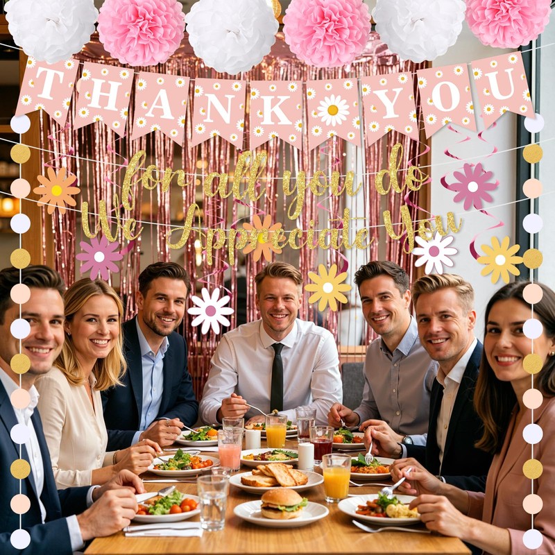 Pink We Appreciate You Banner Decorations Thank You for All