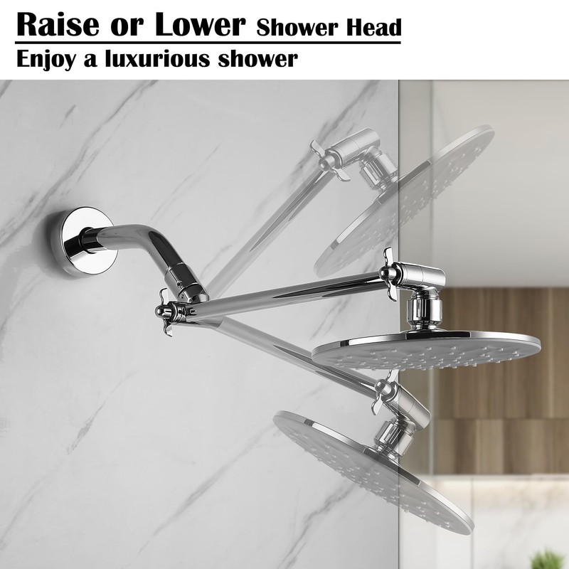 Shower Head Arm, Adjustable Shower Extension Arm for Rain Showerheads,
