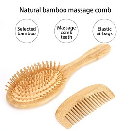 Juego de 2 Peines de bambú para el Cabello, Masaje Antiestático para el Cuero Cabelludo, Peine de Peluquería de bambú, Cepillo y Peine para Desenredar, para Mujeres y Hombres,