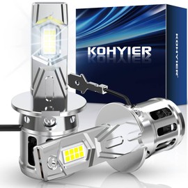 KOHYIER H3 Fog Light Bulb, 800% 30000LM Super Bright 6000K Xenon White H3 Bulb, All-in-One 1:1 Mini Size Plug and Play, Pack of 2