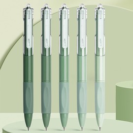MOZXIRZ 5 Pcs Gel Ink Pens Retractable Pens Cute Pen 0.5mm Black Ink Pen Writing Pens Office School Supplies for Girls Boys Women Men (Green)