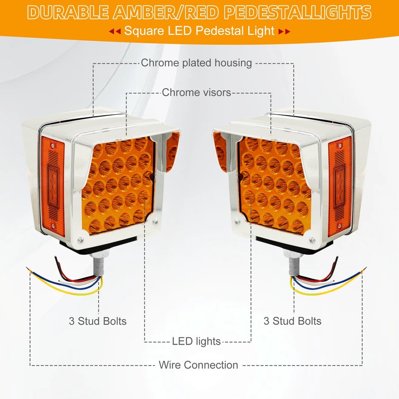 czyopo Double Face Pedestal Fender Light 52 LED Stop Turn