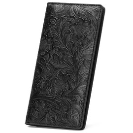 GOIACII Women's Large Vintage Purse for Women Slim Wallet Long with RFID Protection and 11 Card Slots and Photo Window, black