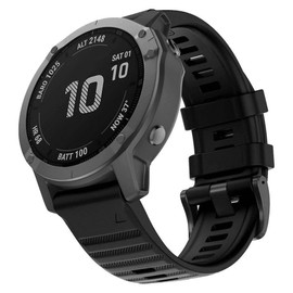 STEXX Smartwatch Band Black 22mm/26mm, Compatible with Garmin Fenix 5/6/5X/6X (22mm)