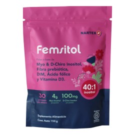 Femsitol Myo Inositol y D-Chiro Inositol 150g (30 porciones) Nartex Suplemento Mujer Balance Hormonal, Piel Sana Y Síndrome De Ovario Poliquístico