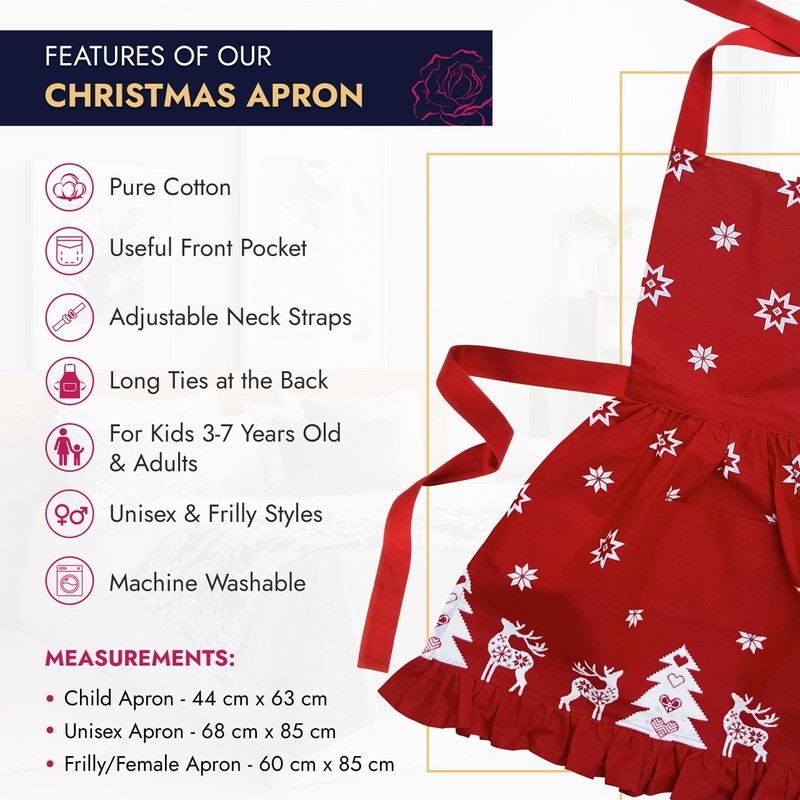 Ragged Rose Christmas Apron - Kids Aprons for Cooking &