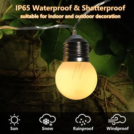 Globe String Lights Battery Operated 11.9Ft Marquee Letter Lights 12 LED Light Bulbs with Timer, Indoor Outdoor G40 String Light for Party Bedroom Marquee Letters Numbers Christmas Camping Decor