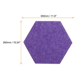 Rebower Felt Bulletin Board Sound Proofing Self Adhesive Hexagon Wall Panels (with Push Pins), [for Home Office Room] - 12 Inch x 10 Inch/Purple / 6 Pcs