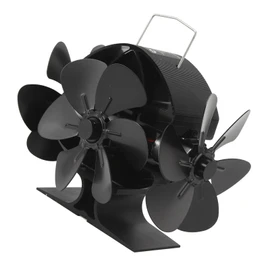Wood Stove Fan Heat Powered, Non Electric 3 Heads 18 Blade Aluminum 270 Degree Blowing Fireplace Fans, Silent Thermal Tools for Home Wood Burning Stove Accessories