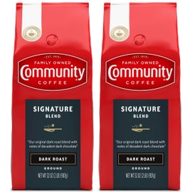 Community Coffee Signature Blend, 64 Ounces Ground Coffee, Dark Roast, 32 Ounce Bag (Pack of 2)