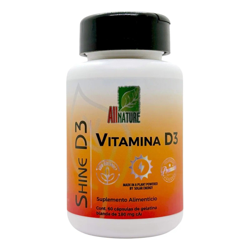 All Nature Vitamina D3 5000 Ui 60 Capsulas Sabor Sin