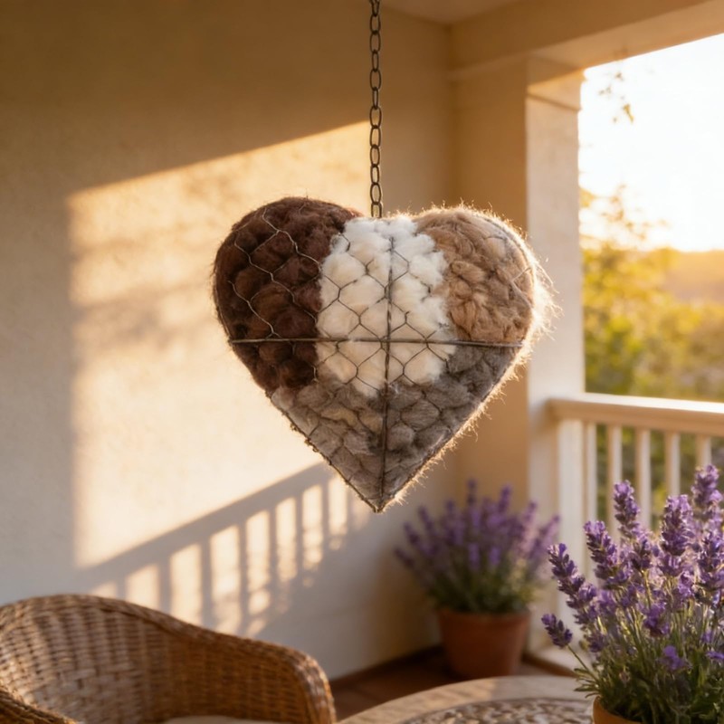 LUOBEIYAOHL Handmade Fiber Bird Nesting Heart Build Birdhouse Wool Material
