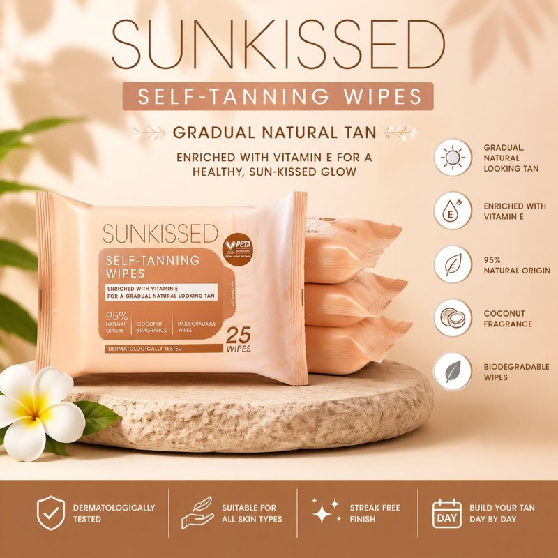 Sunkissed Self Tanning Wipes Pack of 4 – 25 Count