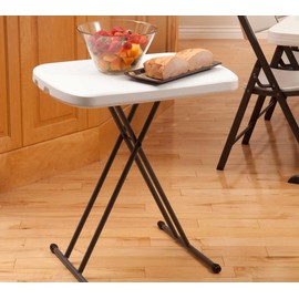 Lifetime 80251 Adjustable Folding Laptop Table TV Tray, 26 Inch, White Granite