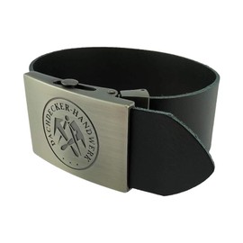 GravurManufakturBerlin Trouser belt, roofer craft and guild sign, leather belt or nylon belt, 4 cm wide, one size fits all, can be shortened, Black textile