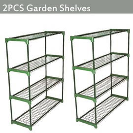 Panana 4 Tier Garden Greenhouse Steel Staging Shelving Plant Stand Garden Shelving Unit Garage Storage Racking, 2 Pack Plant Racks