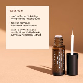 JUNGLÜCK Peptide Wimpernserum Ohne Hormone - Vegan | Für lange und dichte Wimpern und schöne Augenbrauen | Wachstum Lash Serum und Augenbrauenserum mit 5-fach Wirkkomplex aus Peptiden