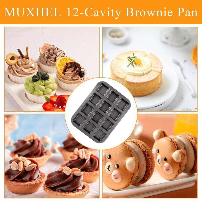 MUXHEL 3 Pcs 12-Cavity Brownie Pan with Dividers, 14" ×