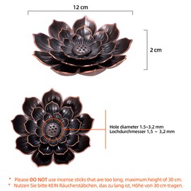 GARMOLY Large Incense Holder for Sticks Anti-Ash Spilling, Brass Lotus Incense Stick Holder and Detachable Ash Catcher