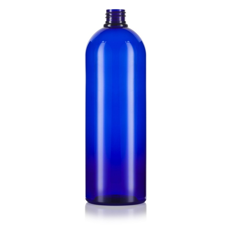 Cobalt Blue 32 oz Large Boston Round PET Plastic Bottles