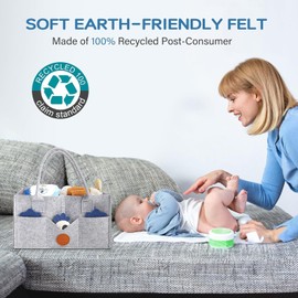 Organizador de Pañales para Bebé, Canasta Organizadora Bebe, Cesta de Múltiples Bolsillos y Compartimentos, Organizador con Múltiples Bolsillos y Compartimentos Flexibles para Pañales (Gris)