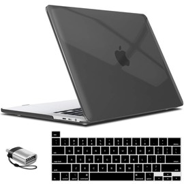 IBENZER Compatible with MacBook Pro 16 Inch Case A2141 Release 2020 2019, Hard Shell Case with Keyboard Cover & Type C Adapter for Old Version Mac Pro 16’’, Crystal Black, T16CYBK+1TC