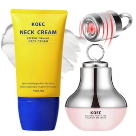 KOEC Collagen Neck-Eye Care Set Reafirmantes | Tensores | Hidratantes Crema para Ojos Y Rodillo EléCtrico Crema para el Cuello Suaviza Las LíNeas de ExpresióN