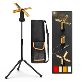 iodoo 13200mAh Rechargeable Solar Work Light with Folding Stand Support and Portable Carrying Bag, 8000 Lumen Stepless Dimmable, White/Warm/Nature White/RED(SOS) (Standard)