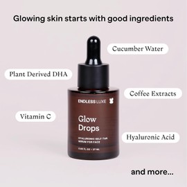 Endless Luxe Glow Drops Serum Autobronceador Facial 27ml | Con Ácido Hialurónico y Vitamina C | Todo Tipo de Piel | Hidratante, Vegano, Libre de Parabenos | Bronceado Natural y Luminoso | Fórmula Ligera y No Grasosa