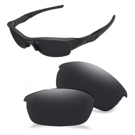 AOZAN ANSI Z87.1 Replacement Lenses Compatible with Oakley Flak Jacket OO9008 Sunglasses, Onyx Black Polarised