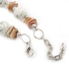 Avalaya White Ceramic Bead, Beige Shell Nugget Necklace In Silver
