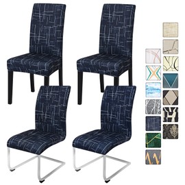 Alishomtll Stretch Chair Covers, Set of 4/6 Chair Covers, Swing Chair, Elastic Chair Covers, Removable Washable Dining Room Chairs Covers for Restaurant, Hotel, Banquet (Lines, 4 Pieces)