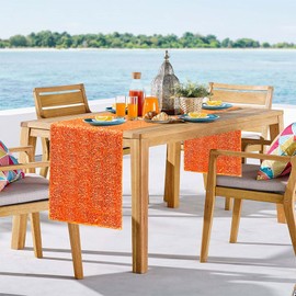 Yblut 2 Packs 12 x 72 inches Sequin Table Runner, Orange Glitter Table Runner for Birthday Party Supplies Wedding Engagement Baby Shower Holiday Celebration Event Decorations