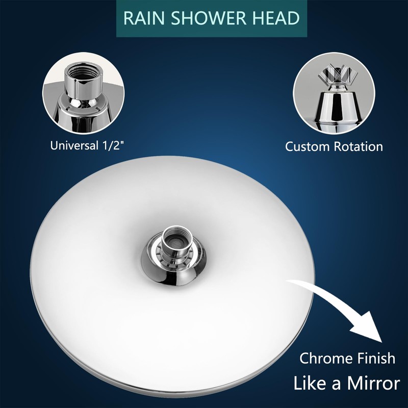Round Rain Shower, Markcco 8'' Round High Pressure Shower Made