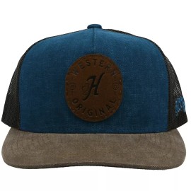 HOOEY "SPUR" BLUE/BROWN Leather Patch Hat 2114T-BLBR