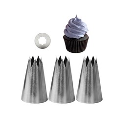 1/2-inch Open Star Pastry Tip,Large Piping Tip for Frosting Cupcakes, Brownies, Cakes,Cookies,Crullers & Churros,3 Pcs
