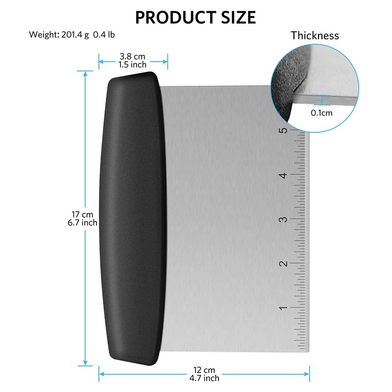 Dough Scraper, Dough Scraper with Handle and Measuring Scale, Bench