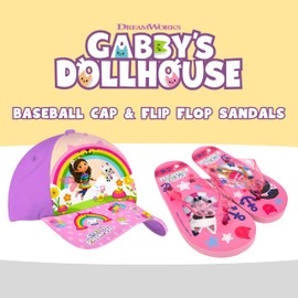 Gabby's Doll House Baseballkappe und Flip Flops für Mädchen, Sommer Set für Kinder | Rosa | Größe 27/28