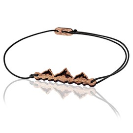 SKONIDA Engraved bracelet with mountain motif made of walnut wood, elegant bracelet with engraving and adjustable clasp, unisex bracelet for men and women with mountain leash, mountain bracelet in