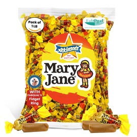 FabQual's Bundle: 1LB Atkinson Candy Mary Jane Candy Peanut Butter Taffy, Individually Wrapped in a Bulk Pack of 1 Pound